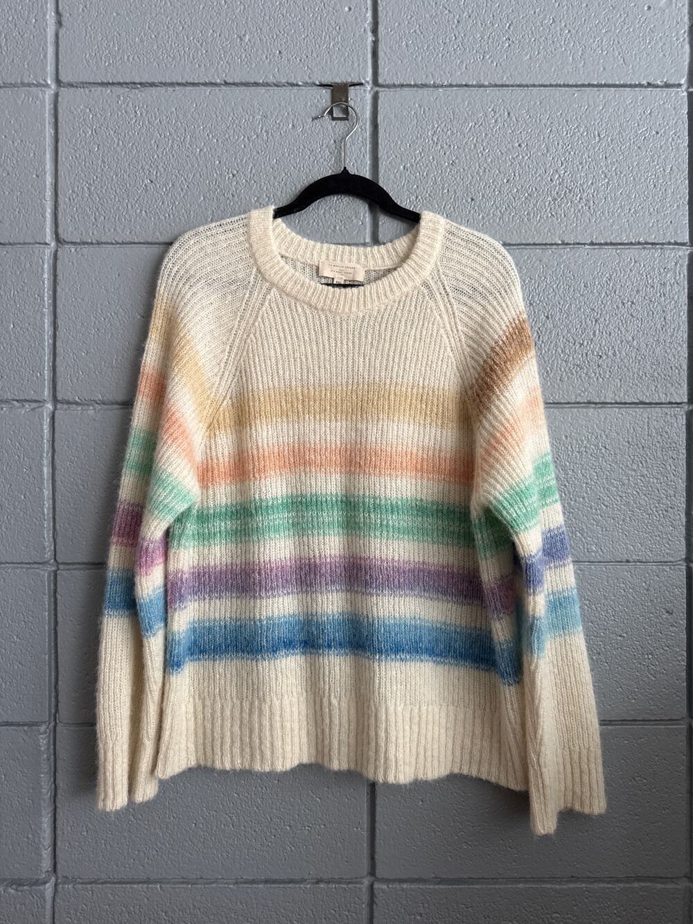 Sezane Adrian Mohair Sweater in Pastel Stripes size XXL